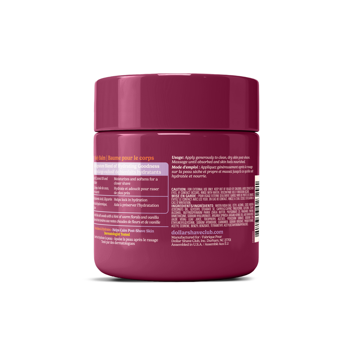 Dollar Shave Club Shave Balm Cashmere Santal Back Of Red Tub