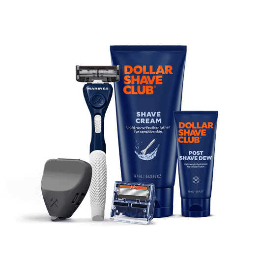 Officially licensed Marines Razor with Shave Cream, Post Shave Dew, Razor Cover bundled together