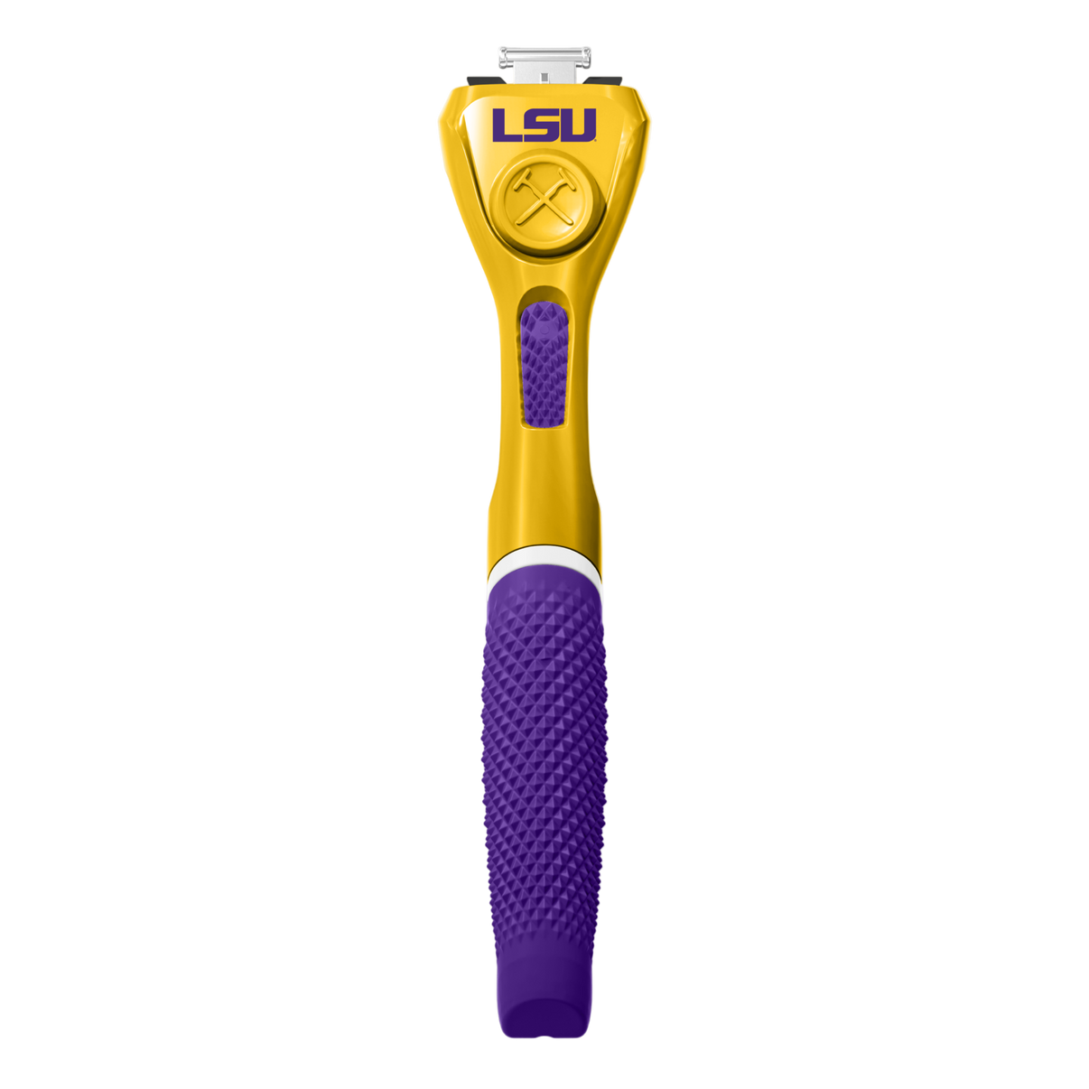 Gold and purple tool with LSU branding on a white background