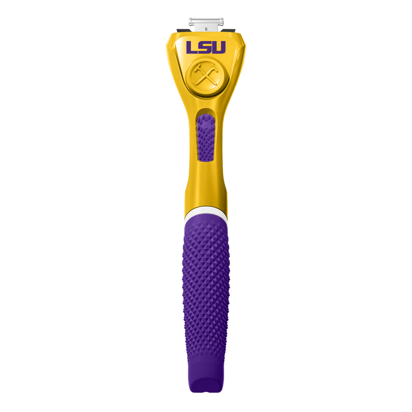 Gold and purple tool with LSU branding on a white background