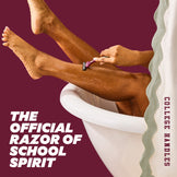 Person shaving leg with Texas A&M razor handle