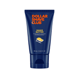 A blue tube of Dollar Shave Club Shave Butter, which is a translucent shaving cream alternative designed to help soften whiskers and enable precise navigation.