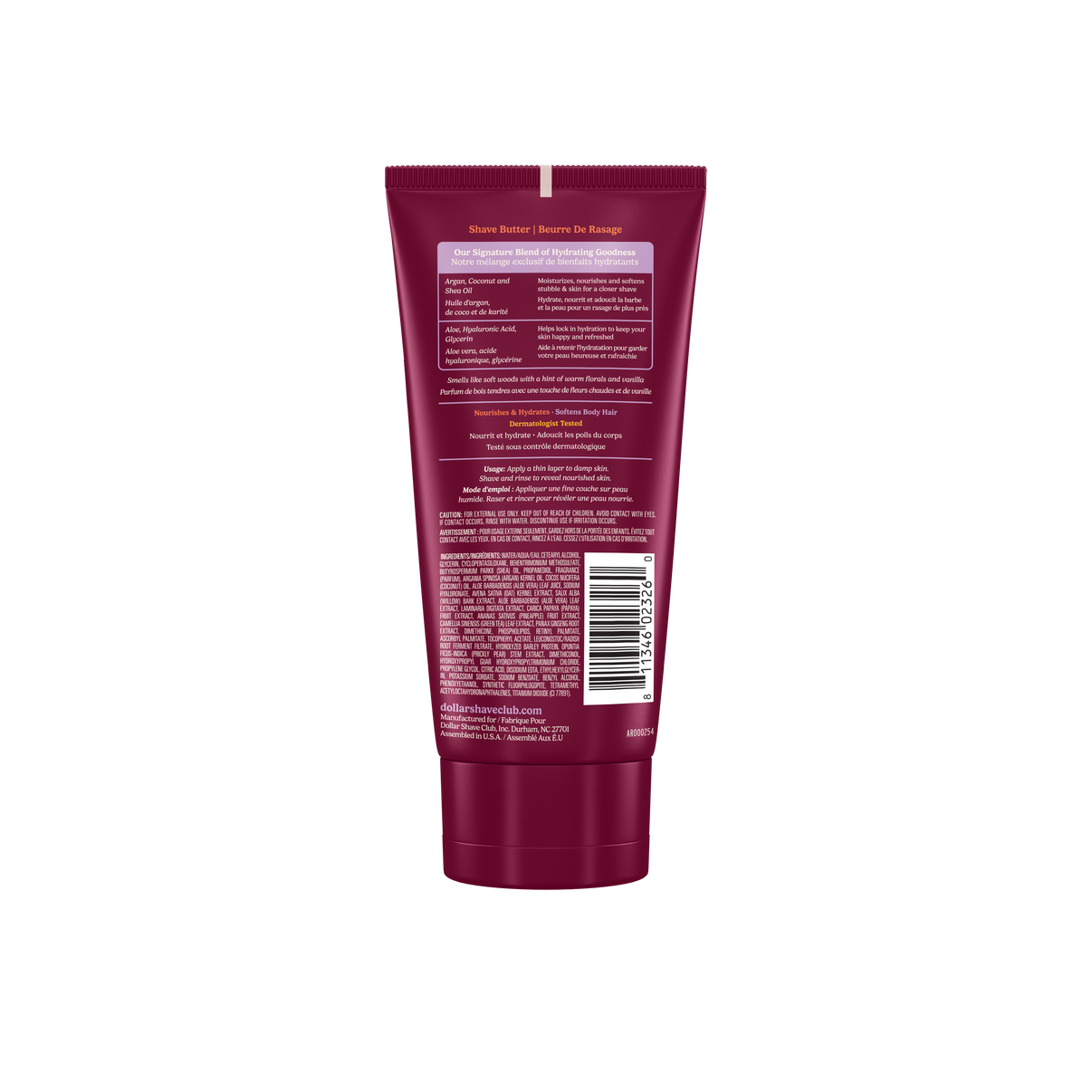 Shave Butter Cashmere Santal 6 oz Back of Bottle