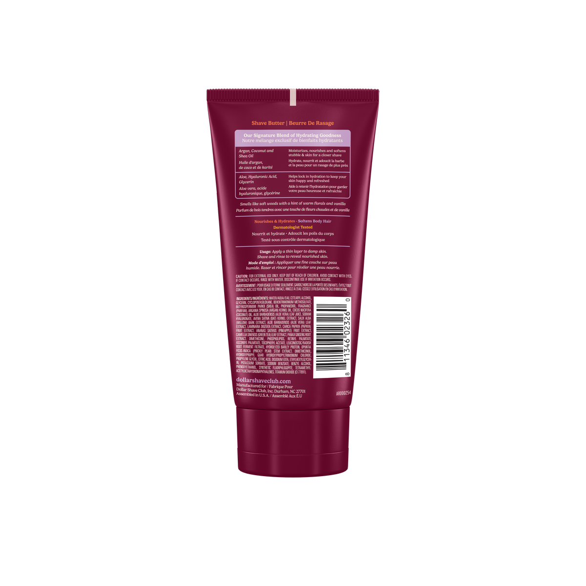 Shave Butter Cashmere Santal 6 oz Back of Bottle